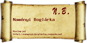 Naményi Boglárka névjegykártya